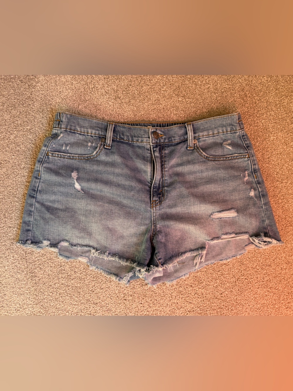 aerie Light Blue Distressed Denim Cutoff Shorts